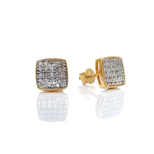 Load image into Gallery viewer, 0.14 CT. Natural Diamond Square Shape Stud Earrings In 10 KT Yellow Gold