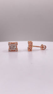 0.15 CT. Natural Diamond Square Shape Stud Earrings In 10 KT Rose Gold