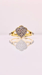 0.32 CT. Natural Diamond Claddagh Ring Set In 10 KT Yellow Gold