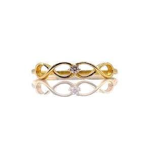 Women’s Dainty Infiniti Ring With Natural Diamond In 10 KT Yellow Gold