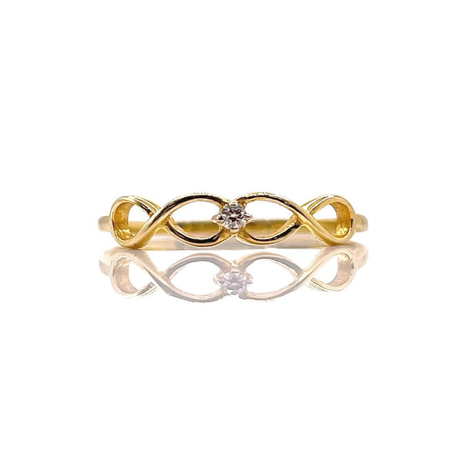 Women’s Dainty Infiniti Ring With Natural Diamond In 10 KT Yellow Gold
