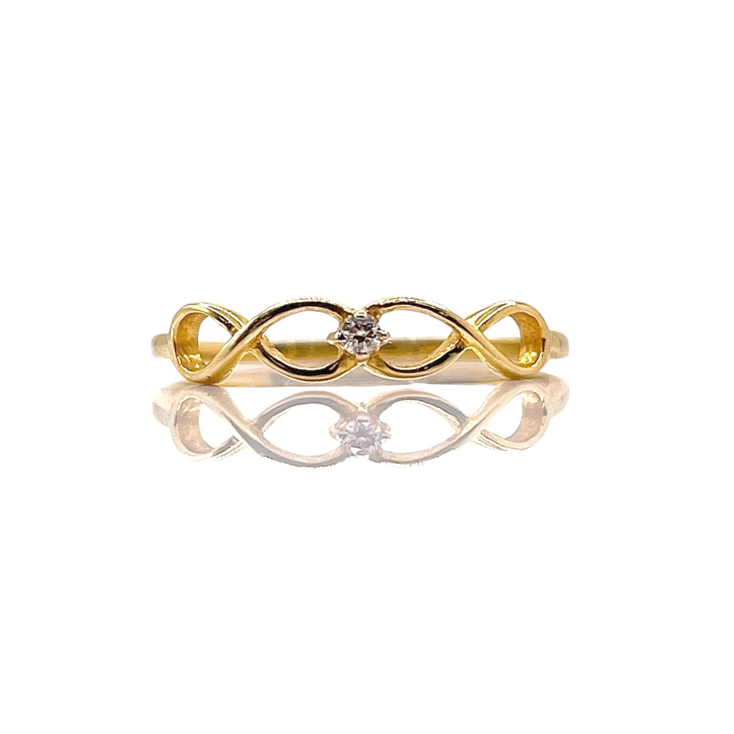 Women’s Dainty Infiniti Ring With Natural Diamond In 10 KT Yellow Gold
