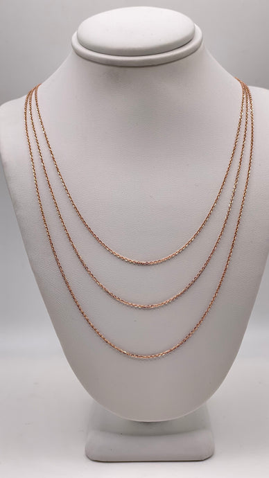 1.0mm Dainty Cable Link Chain In 10 KT Rose Gold