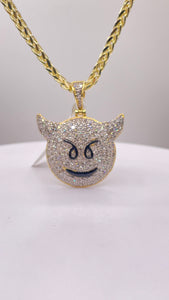 1.71 CT. Natural Diamond Devil Emoji Pendent In 10 KT Yellow Gold