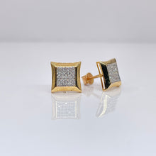 Load image into Gallery viewer, 0.18 CT. Natural Diamond Square Shape Stud Earrings In 14 KT Yellow Gold