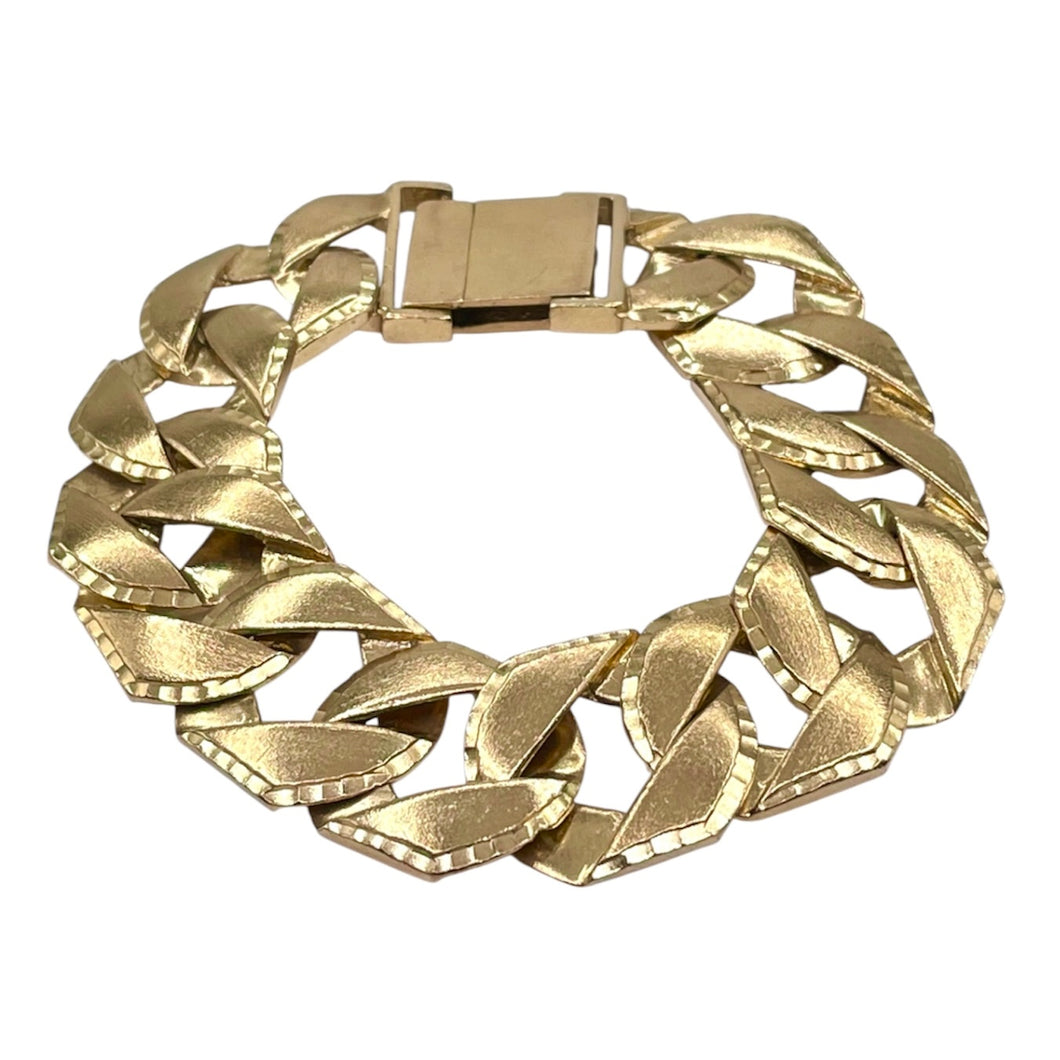 17mm Solid Diamond Cut Men’s Bracelet In 10 KT Yellow Gold