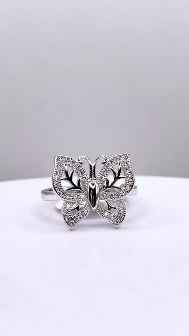 Butterfly Ring In Silver With CZ