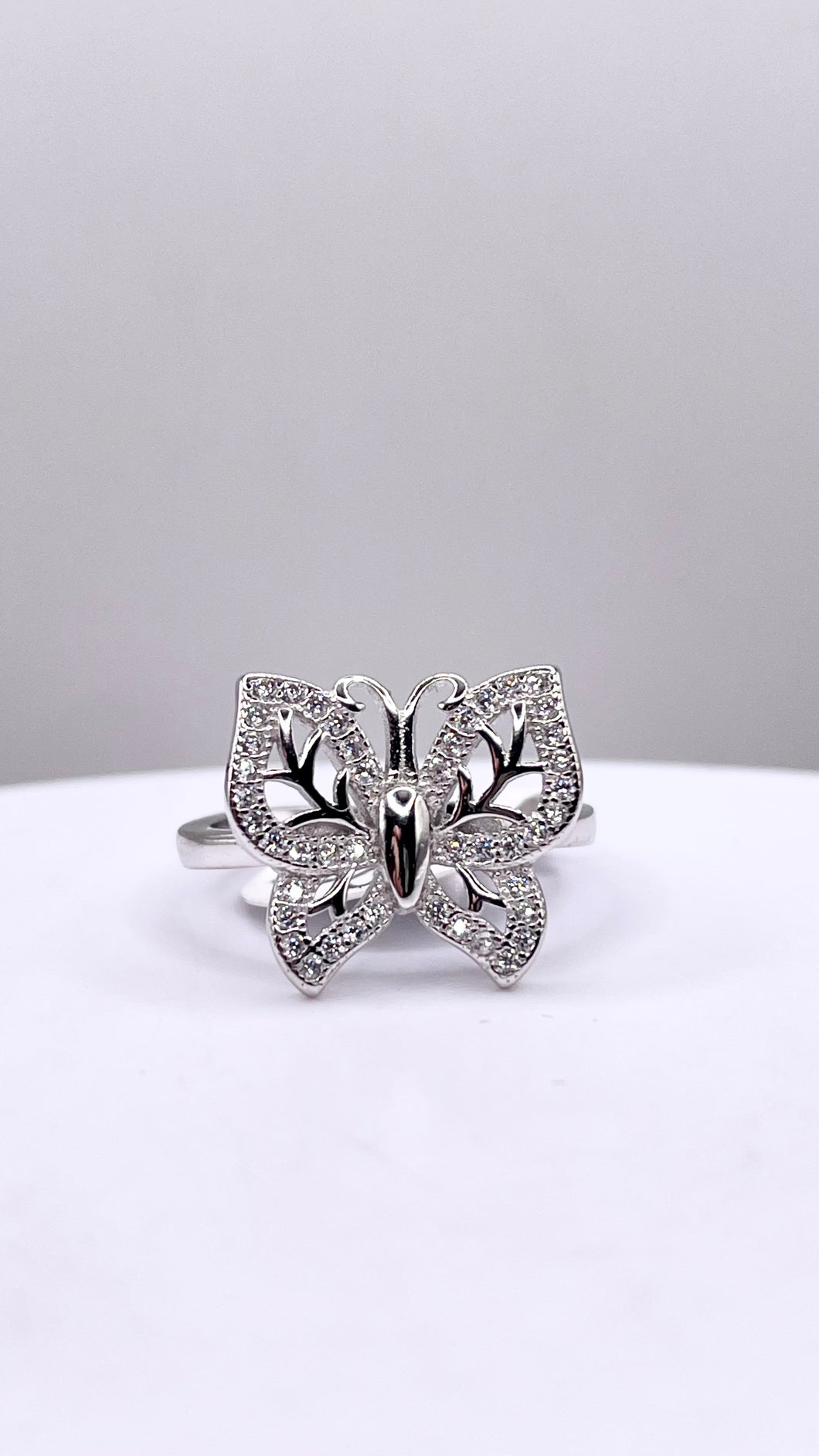 Butterfly Ring In Silver With CZ