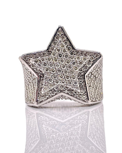 7.80 CT. Natural Diamond Men’s Star Ring In 14 KT White Gold
