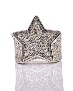 7.80 CT. Natural Diamond Men’s Star Ring In 14 KT White Gold