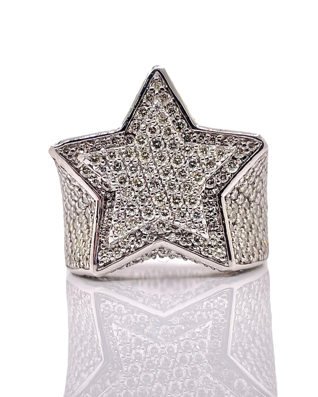 7.80 CT. Natural Diamond Men’s Star Ring In 14 KT White Gold