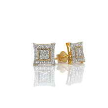 Load image into Gallery viewer, 0.46 CT. Natural Diamond Square Shape Stud Earrings In 10 KT Yellow Gold