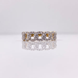 Ladies Cuban Link Ring In 10 KT Yellow Gold With CZ
