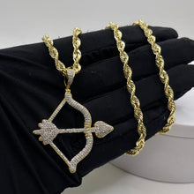 Load image into Gallery viewer, 0.78 CT. Natural Diamond Bow &amp; Arrow Pendant In 10 KT Yellow Gold