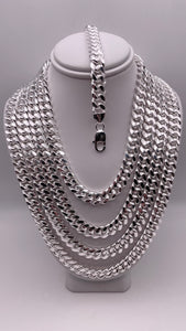 8mm Solid Miami Cuban Link Chain/Bracelet In Silver