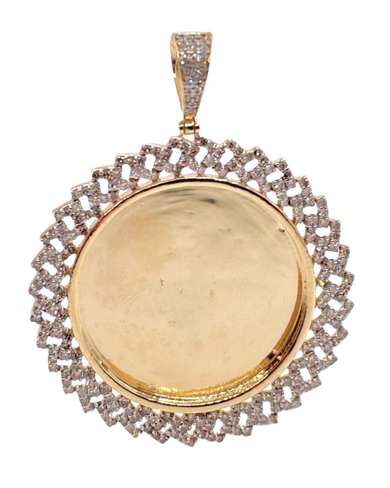 1.81 CT. Natural Diamond Zig-Zag Cuban Memorial Pendent In 10 KT Yellow Gold