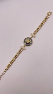 Medusa Face CZ Chain & Bracelet Combo In 14 KT Yellow Gold