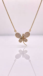 Butterfly Pendent In 10 KT Yellow Gold With CZ