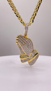 0.87 CT. Natural Diamond Prayer Hands Pendent In 10 KT Yellow Gold