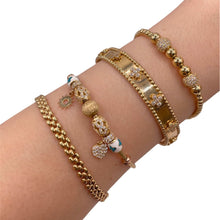 Load image into Gallery viewer, 14 KT Yellow Gold Ball Bracelet With Cubic Zirconias