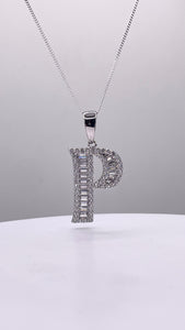 Letter P Pendent In Silver With CZ