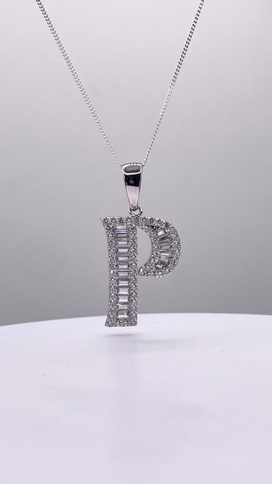 Letter P Pendent In Silver With CZ