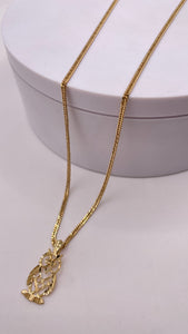 Owl Pendent & Curb Link Chain In 10 KT Yellow Gold