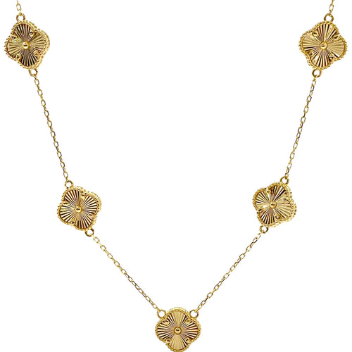 5 Clover Necklace In 10 KT Yellow Gold