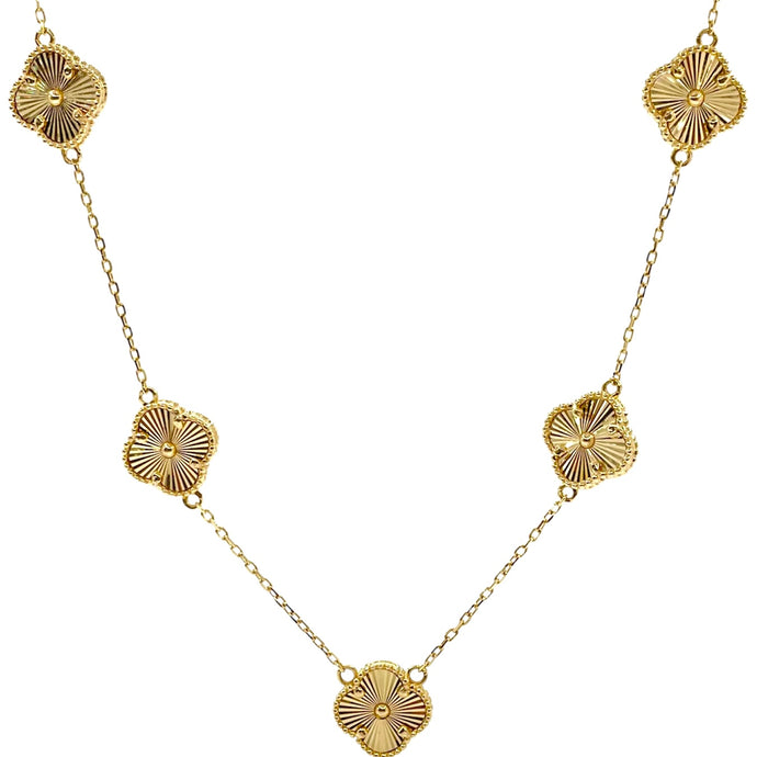 5 Clover Necklace In 10 KT Yellow Gold