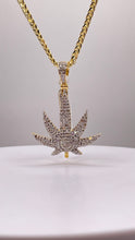 Load image into Gallery viewer, 1.03 CT. Natural Diamond Marijuana Leaf Pendent In 10 KT Yellow Gold