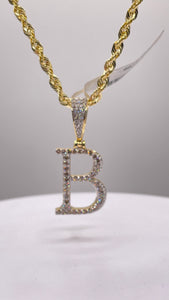 0.68 CT. Natural Diamond Initial B Pendent In 10 KT Yellow Gold