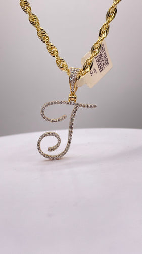 0.35 CT. Natural Diamond Initial T Pendant In 10 KT Yellow Gold