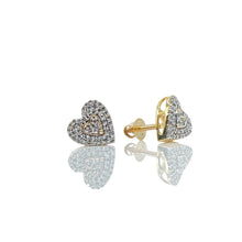 Load image into Gallery viewer, 0.28 CT. Natural Diamond Heart Shape Stud Earrings In 10 KT Yellow Gold