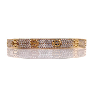 3.16 CT. VVS/VS Natural Diamond Love Bangle In 10 KT Yellow Gold