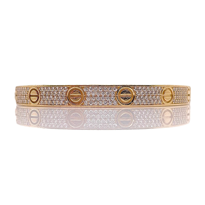 3.16 CT. VVS/VS Natural Diamond Love Bangle In 10 KT Yellow Gold
