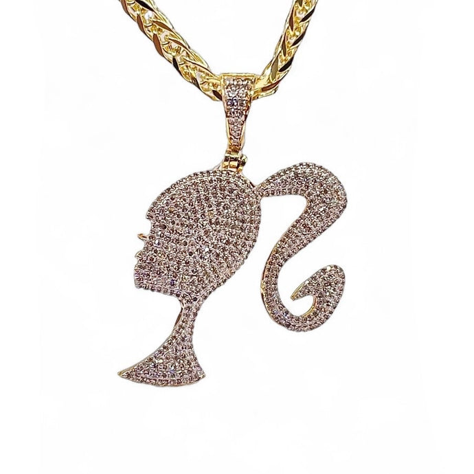 0.87 CT. Natural Diamond Barbie Pendant In 10 KT Yellow Gold