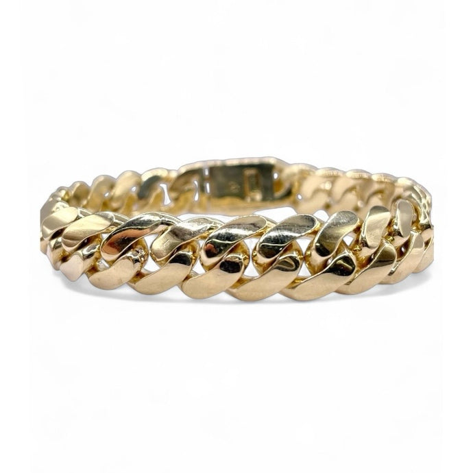 12mm Solid Miami Cuban Link Bracelet In 10 KT Yellow Gold