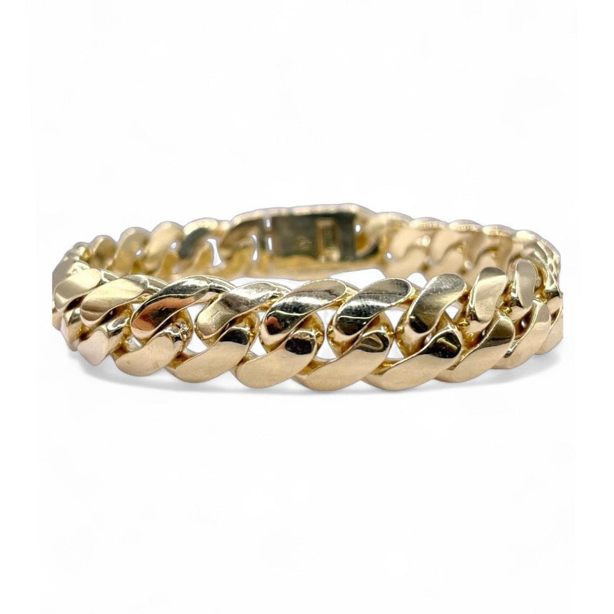 12mm Solid Miami Cuban Link Bracelet In 10 KT Yellow Gold