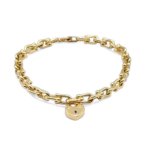 5mm 10 KT Yellow Gold Tiffany Inspired Hardware Bracelet