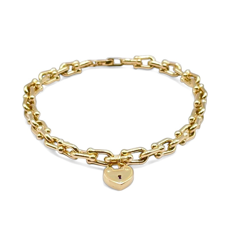 5mm 10 KT Yellow Gold Tiffany Inspired Hardware Bracelet