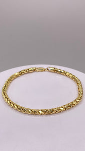 3.9mm Palm Wheat Franco Link Bracelet In 10 KT Yellow Gold