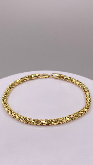 3.9mm Palm Wheat Franco Link Bracelet In 10 KT Yellow Gold