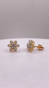 0.24 CT. Natural Diamond Flower Shape Stud Earrings In 10 KT Yellow Gold