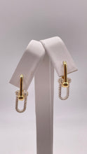 Load image into Gallery viewer, 18 KT Yellow Gold Fancy Link Earring’s With Cubic Zirconias