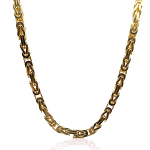 5mm Solid Byzantine Link Chain In 14 KT Yellow Gold