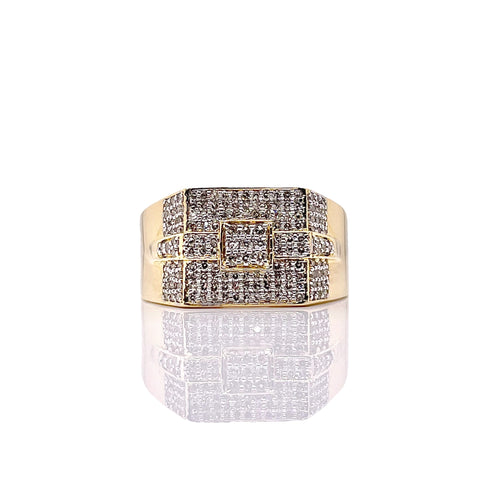 0.62 CT. Natural Diamond Square Shape Men’s Ring In 10 KT Yellow Gold