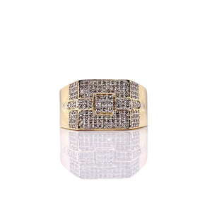0.62 CT. Natural Diamond Square Shape Men’s Ring In 10 KT Yellow Gold