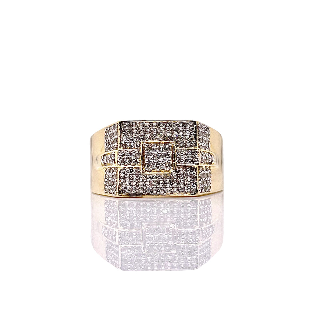 0.62 CT. Natural Diamond Square Shape Men’s Ring In 10 KT Yellow Gold