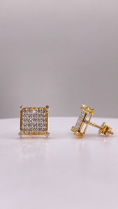 0.69 CT. Natural Diamond Square Shape Stud Earrings In 10 KT Yellow Gold