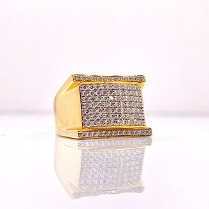 1.09 CT. Natural Diamond Square Shape Men’s Ring In 10 KT Yellow Gold